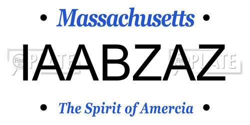 IAABZAZ Massachusetts License Plate