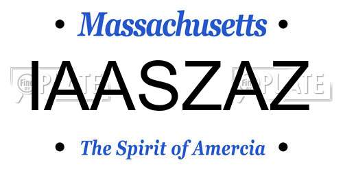 IAASZAZ Massachusetts License Plate