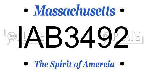 IAB3492 Massachusetts License Plate