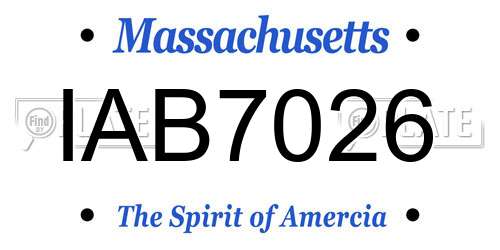 IAB7026 Massachusetts License Plate