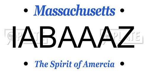 IABAAAZ Massachusetts License Plate
