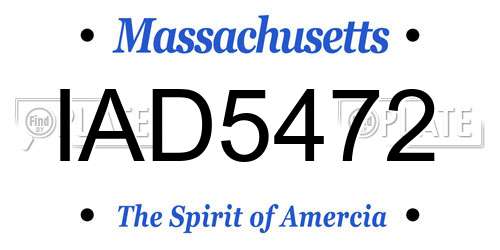 IAD5472 Massachusetts License Plate