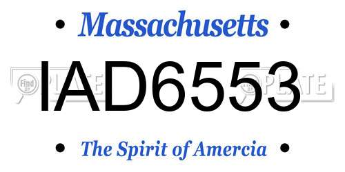 IAD6553 Massachusetts License Plate