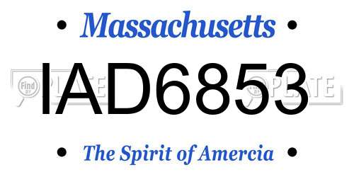 IAD6853 Massachusetts License Plate