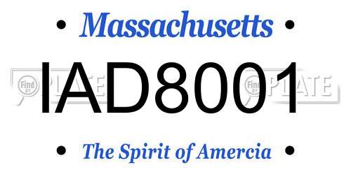 IAD8001 Massachusetts License Plate