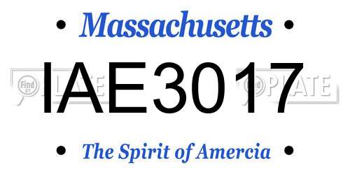 IAE3017 Massachusetts License Plate