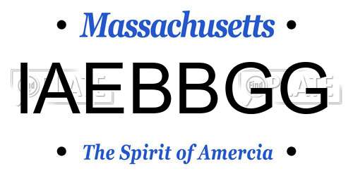 IAEBBGG Massachusetts License Plate