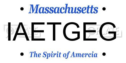 IAETGEG Massachusetts License Plate