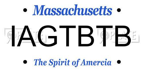 IAGTBTB Massachusetts License Plate