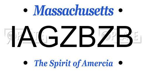 IAGZBZB Massachusetts License Plate