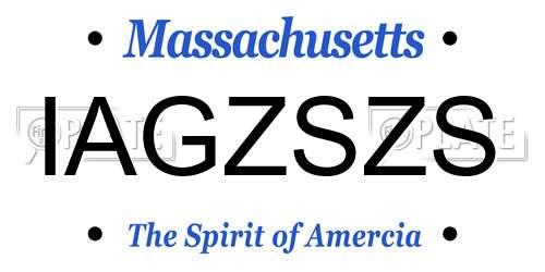IAGZSZS Massachusetts License Plate
