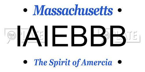 IAIEBBB Massachusetts License Plate