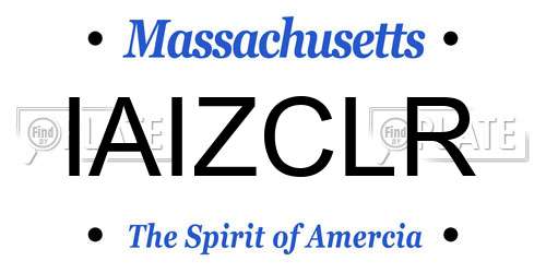 IAIZCLR Massachusetts License Plate