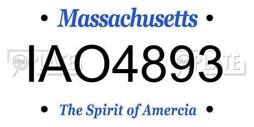 IAO4893 Massachusetts License Plate