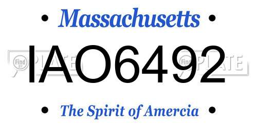 IAO6492 Massachusetts License Plate