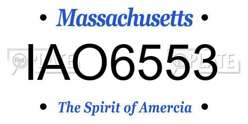 IAO6553 Massachusetts License Plate