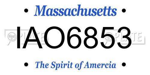 IAO6853 Massachusetts License Plate