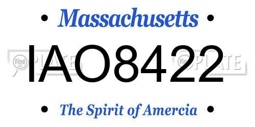 IAO8422 Massachusetts License Plate