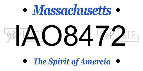 IAO8472 Massachusetts License Plate