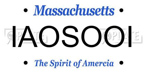 IAOSOOI Massachusetts License Plate