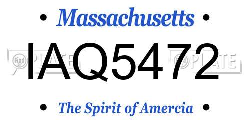 IAQ5472 Massachusetts License Plate