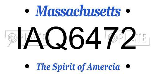 IAQ6472 Massachusetts License Plate