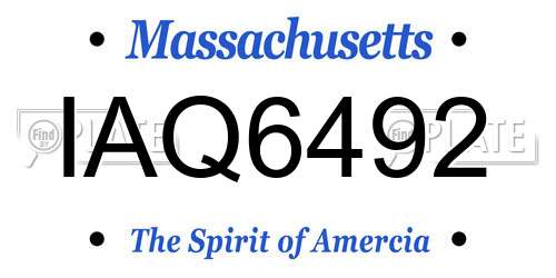 IAQ6492 Massachusetts License Plate