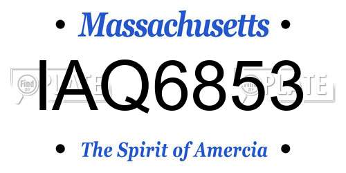 IAQ6853 Massachusetts License Plate