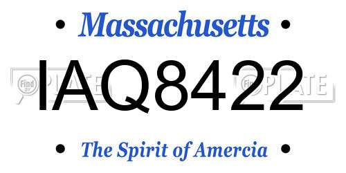 IAQ8422 Massachusetts License Plate
