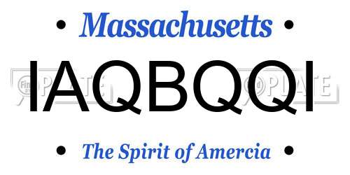 IAQBQQI Massachusetts License Plate