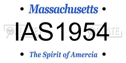 IAS1954 Massachusetts License Plate
