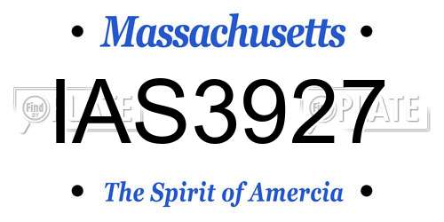 IAS3927 Massachusetts License Plate