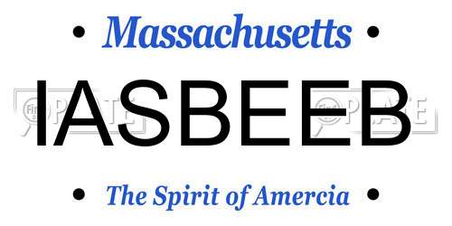 IASBEEB Massachusetts License Plate