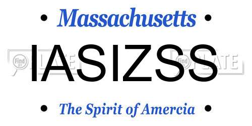 IASIZSS Massachusetts License Plate