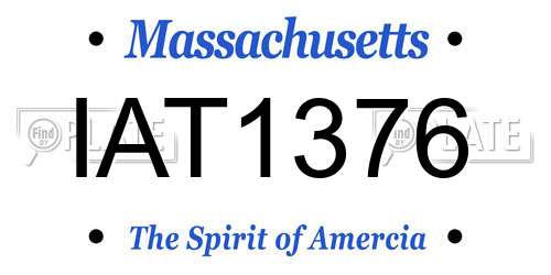 IAT1376 Massachusetts License Plate