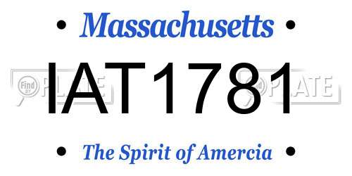 IAT1781 Massachusetts License Plate