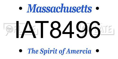 IAT8496 Massachusetts License Plate