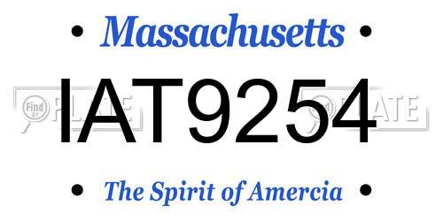 IAT9254 Massachusetts License Plate