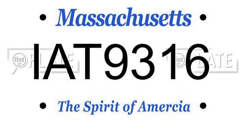 IAT9316 Massachusetts License Plate