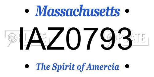 IAZ0793 Massachusetts License Plate