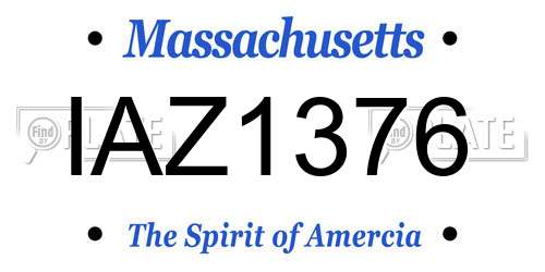 IAZ1376 Massachusetts License Plate