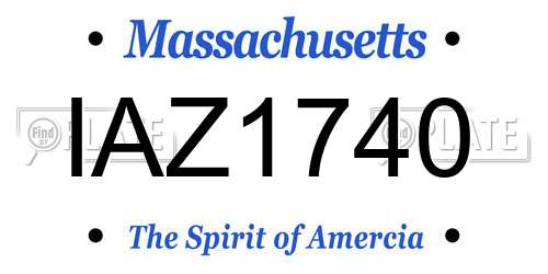 IAZ1740 Massachusetts License Plate