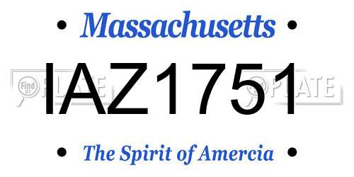 IAZ1751 Massachusetts License Plate
