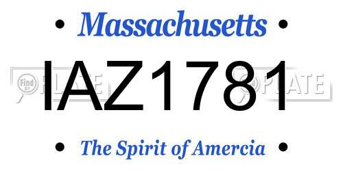 IAZ1781 Massachusetts License Plate