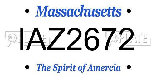 IAZ2672 Massachusetts License Plate