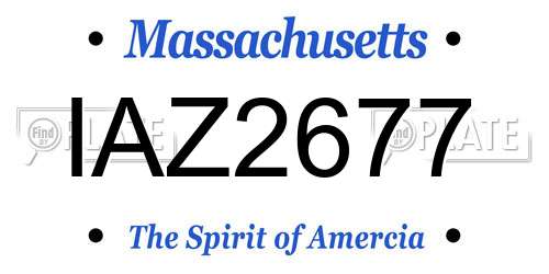 IAZ2677 Massachusetts License Plate