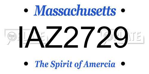 IAZ2729 Massachusetts License Plate