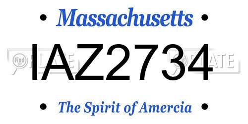 IAZ2734 Massachusetts License Plate