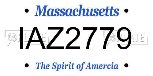 IAZ2779 Massachusetts License Plate