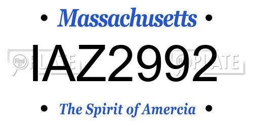 IAZ2992 Massachusetts License Plate